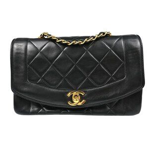 Chanel Black Lambskin Small Diana Shoulder Bag